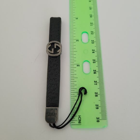 Authentic GUCCI Cell Phone Key Charm Strap Lanyard Leather Black Leathe Designer - Picture 6 of 6